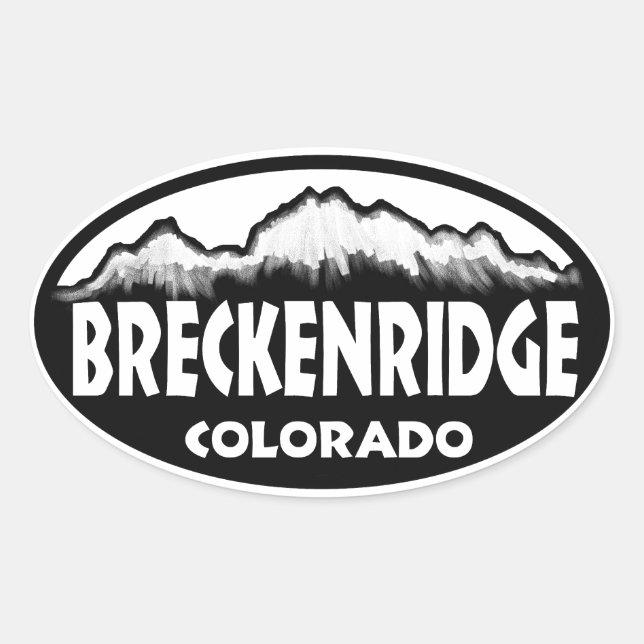Breckenridge Colorado, adesivos brancos ovais pret (Frente)