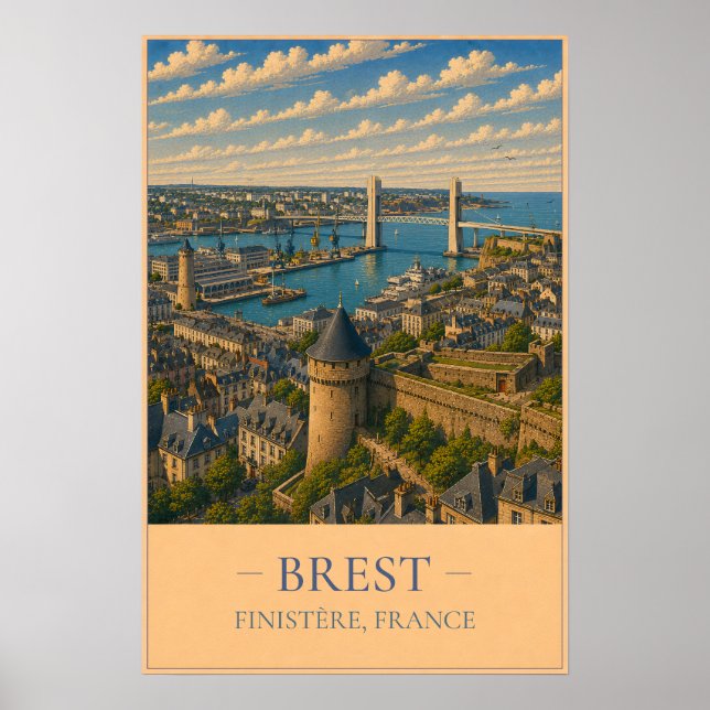 Brest, France – Vintage Travel Poster (Frente)