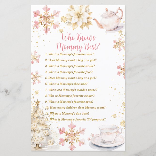 Brewing Pink Winter Tea Party Who Knows Mommy Best (Frente)