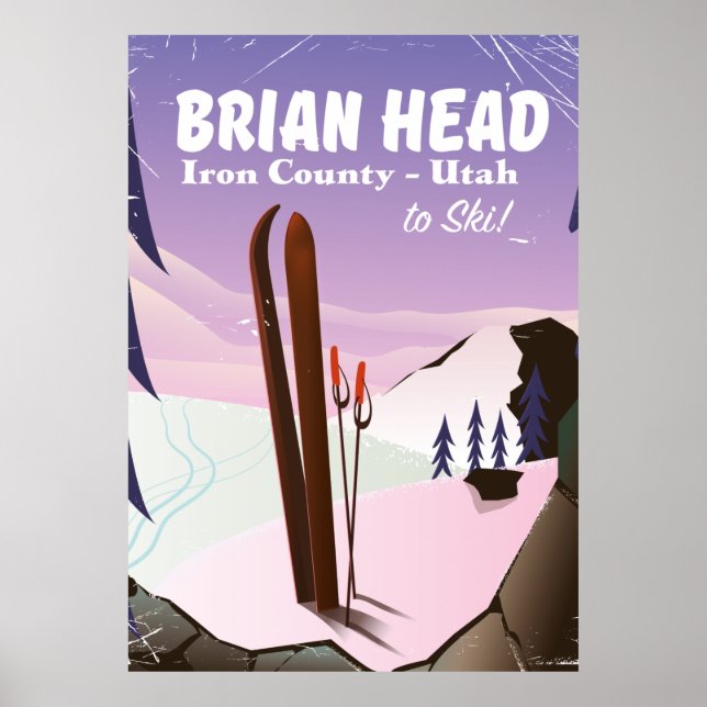 Brian Head, Condado de Ferro Utah, EUA Ski poster (Frente)