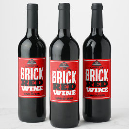 Brick Red Wine Fireglass - Rótulos de garrafas de 