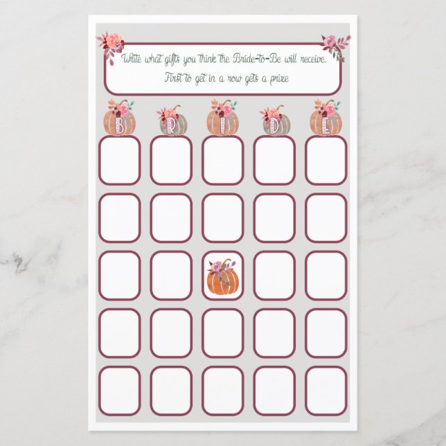 Bridal Bingo Fall in Love Chá de panela (Frente)