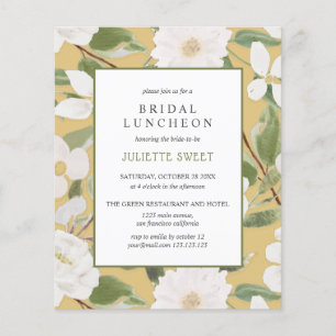 Bridal Luncheon Flores brancas folhas amarelas