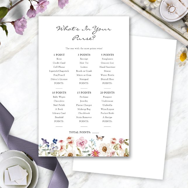 Bridal O Que Está No Seu Jogo De Bolsa (Bridal Shower  What's In Your Purse Game with Butterfly by Painted Paperie
)