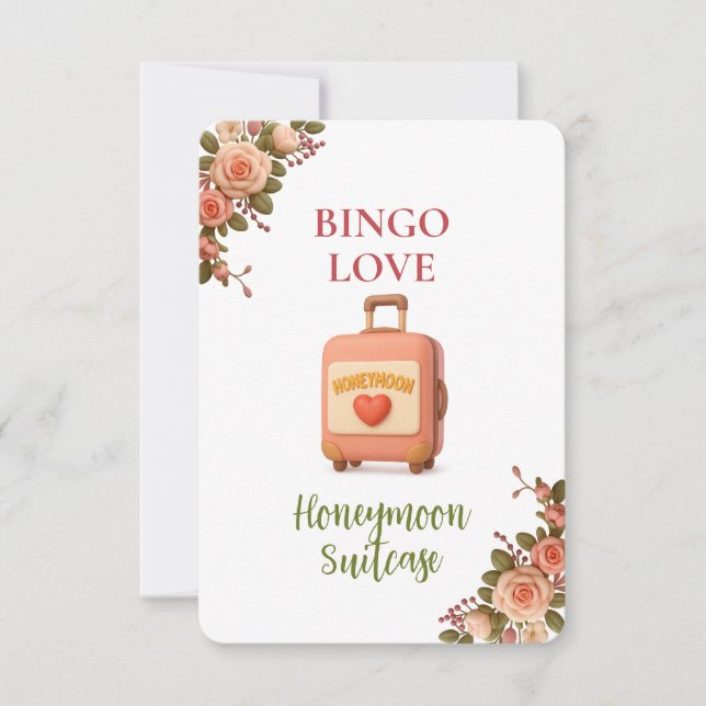 Bridal Shower Game Bingo Card – Honeymoon Suitcase (Frente)