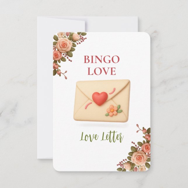 Bridal Shower Game Bingo Card – Love Letter (Frente)