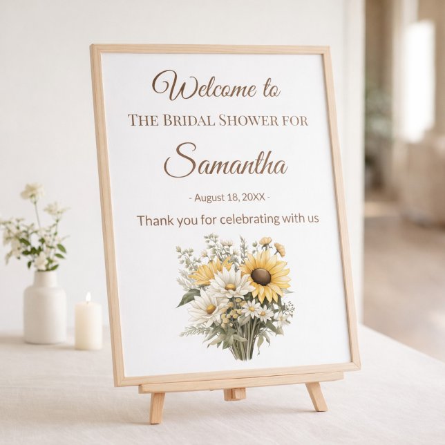 Bridal Shower Summer Daisy Sunflower Welcome Sign (Criador carregado)