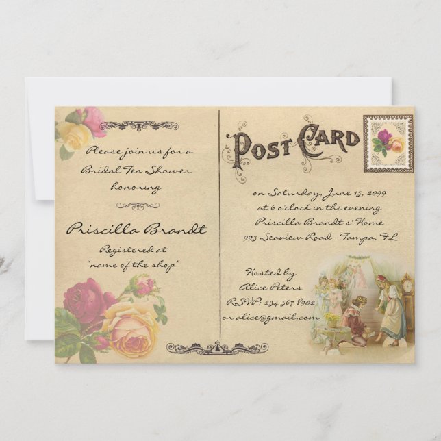 Bridal Tea Chá Honorando, estilo antigo Cartão Pos (Frente)