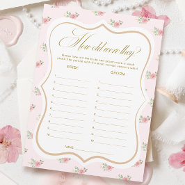 Bridal Tea Party adivinha o cartão de jogo da idad