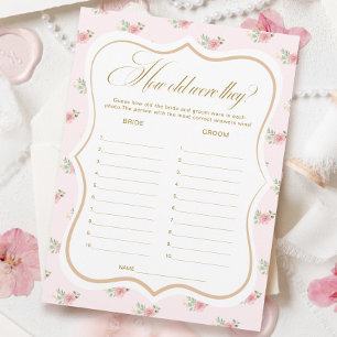 Bridal Tea Party adivinha o cartão de jogo da idad