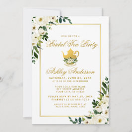 Bridal Tea Party - Dourado Convite Verde Floral
