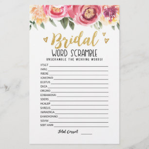 Bridal word scramble game com Answers