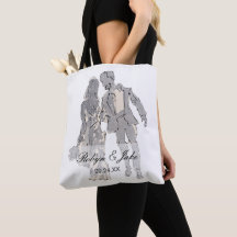 Bride and Groom Personalized Names Elegant Tote