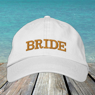 BRIDE boné de beisebol bordado dourado / branco