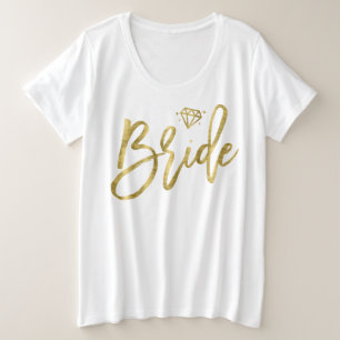 Bride Plus-Size V-Neck T-Shirt Faux Dourado Diamon