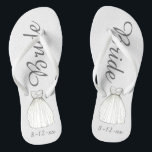 BRIDE White Princesa Chinelos de palhaço de vestir<br><div class="desc">Chinelos apresentam uma ilustração original de um vestido de noiva branco bonito, com BRIDE em uma fonte divertida. Excelente pequeno presente para a noiva! Simplesmente personalize com a data do seu evento. Designs de coordenação disponíveis para outros membros do partido noivo. O Designer está disponível para criar e carregar designs...</div>