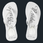 BRIDE White Princesa Chinelos de palhaço de vestir<br><div class="desc">Chinelos apresentam uma ilustração original de um vestido de noiva branco bonito, com BRIDE em uma fonte divertida. Excelente pequeno presente para a noiva! Simplesmente personalize com a data do seu evento. Designs de coordenação disponíveis para outros membros do partido noivo. O Designer está disponível para criar e carregar designs...</div>
