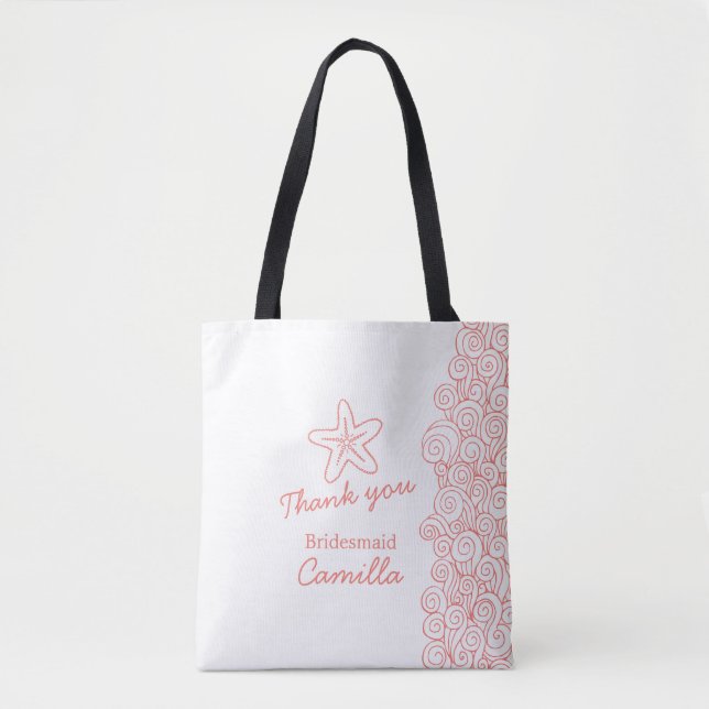 Bridesmaid de casamento em praia, favor bolsa (Frente)