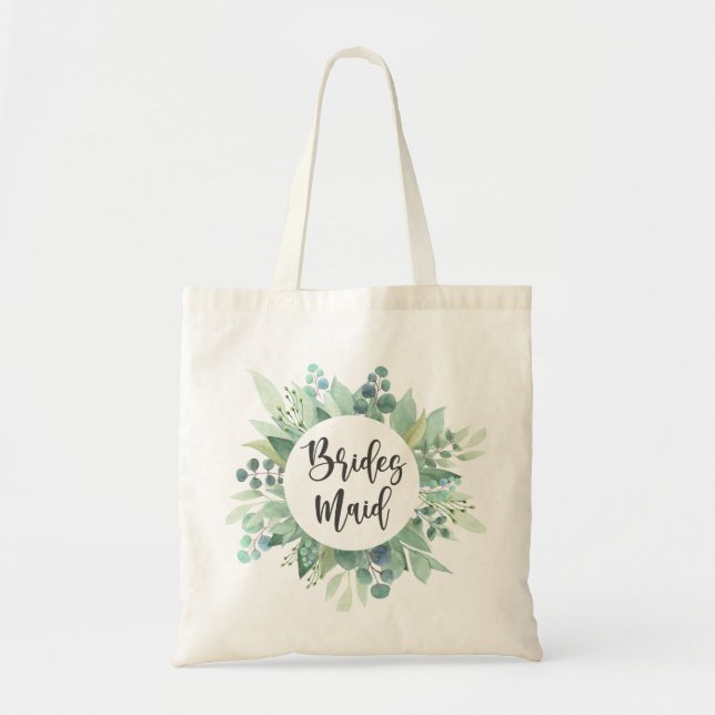 Bridesmaid Gift Eucalyptus Greenery Bolsa de Casam (Frente)