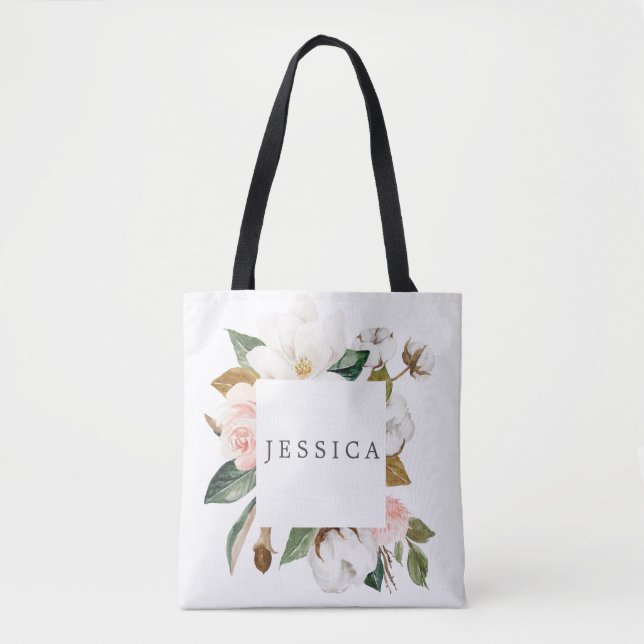 Bridesmaid Gift Personalizado Tote Bag Magnolia (Frente)