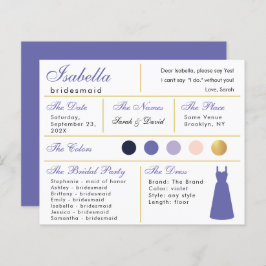 Bridesmaid Information Card Violet Purple Dourado