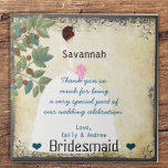 Bridesmaid Muito Obrigado, Azulejo Gown com Tree S<br><div class="desc">Um presente personalizado especial para Azulejos para agradecer a suas damas de ponte,  árvore genealógica e palhaço de Bridesmaid</div>