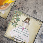 Bridesmaid Suave Obrigado Azulejo Palhaço com Árvo<br><div class="desc">Um presente personalizado especial para Azulejos para agradecer a suas damas de ponte,  árvore genealógica e Buquê de ponte e flores</div>