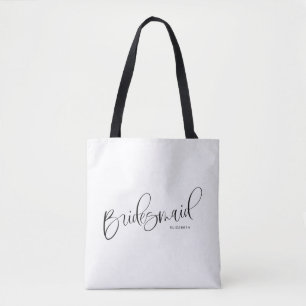 Bridesmaid Tote Bag Black White Calliografia