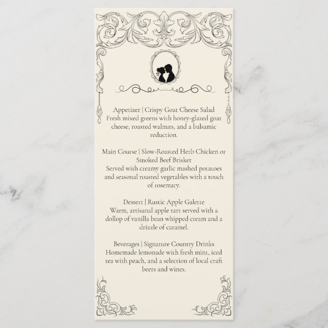 Bridgerton Inspired Regency Society Wedding Menu (Frente)