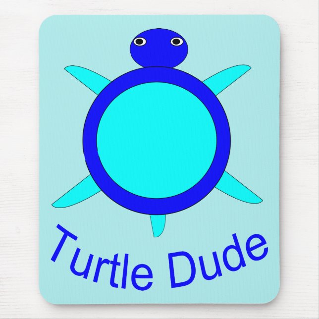 Bright Blue Turtle Dude Mousepad (Frente)