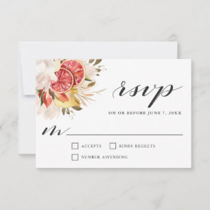 Bright Citrus Tropical Floral Weding RSVP