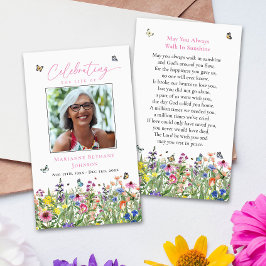 Bright Floral Memorial Funeral Prayer Card