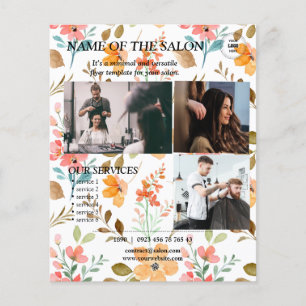 Bright Floral Salon Services Flyer Modelo