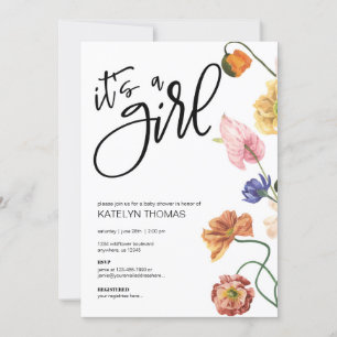 Bright Floral Wildflower Chá de fraldas Convite