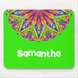 Bright Green Mandala Nome Mousepad