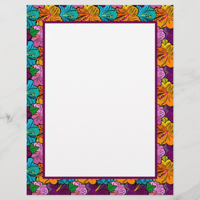 Bright Hibiscus Border Stationery (Frente)