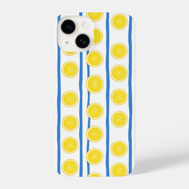 Bright Lemon Slice & Blue Stripe Case (Verso)