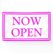 Bright Neon Pink White Business Agora Aberto