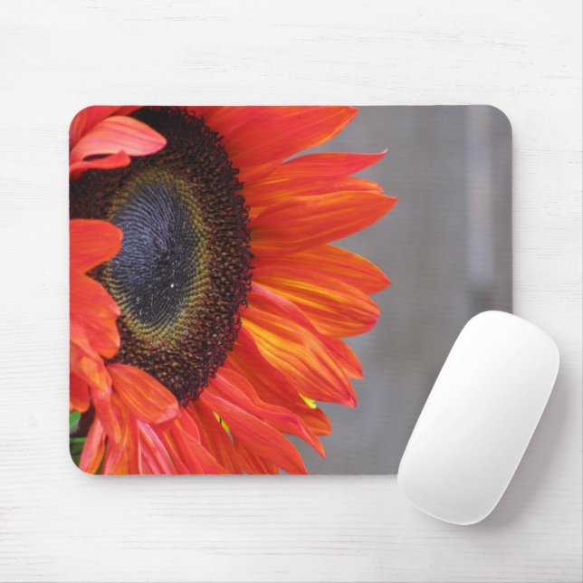Bright Orange Sunflower Mousepad (Com mouse)