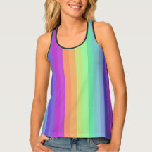Bright Pastel Rainbow Stripe Topo feminino