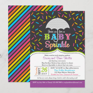 Bright Rainbow Baby Sprinkle Umbrella Convite