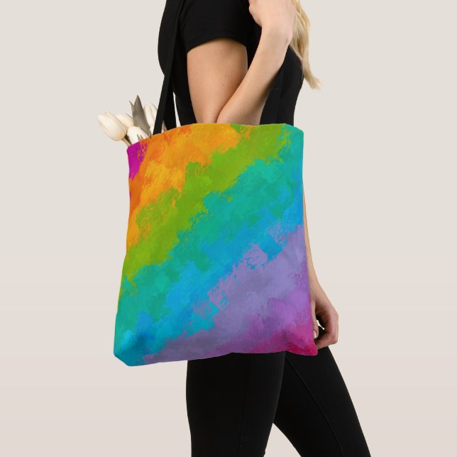 Bright Rainbow Prêmio de Festa de aniversário Tote (Close Up)