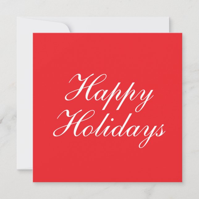 Bright Red Plain Elegant Happy Holidays Card (Frente)