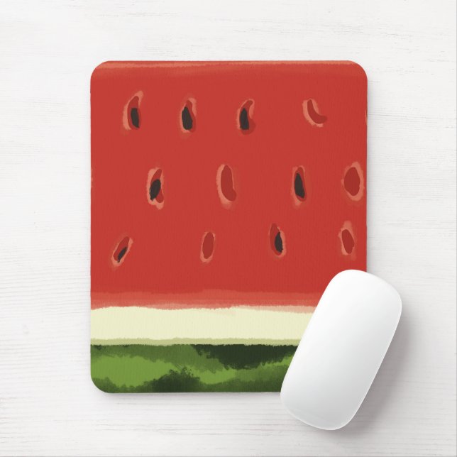 Bright Red Watercolor Watermelon Mousepad (Com mouse)
