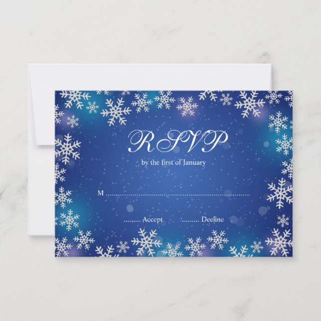 Bright Snowflakes Blue Winter RSVP (Frente)