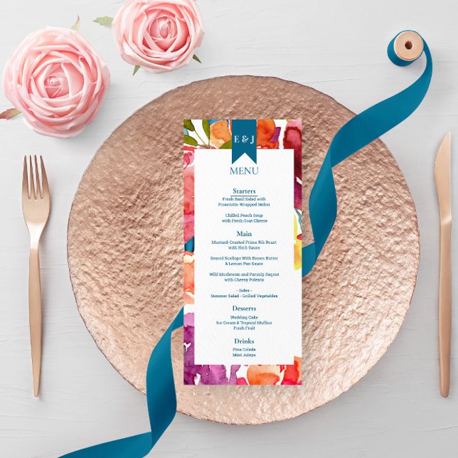 Bright Summer colorida Wedding Flat Menu (Criador carregado)