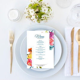 Bright Summer Turquoise Wedding Flat Menu & Bebida