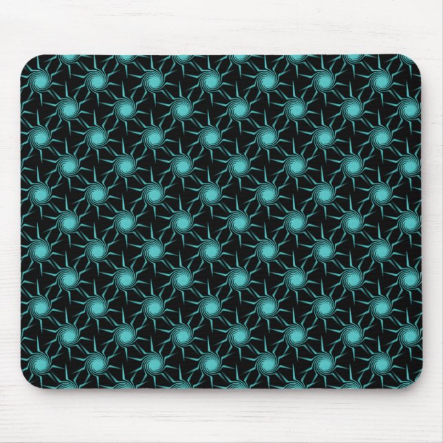 Bright Teal Swirling Suns Mousepad (Frente)