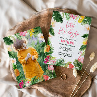 Bright tropical deixa flamingar o aniversário de f