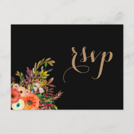 Bright Watercolor Florals Casando Convite RSVP
